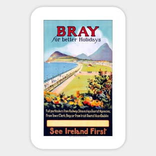 Vintage Travel Poster Ireland Bray for better holidays Sticker